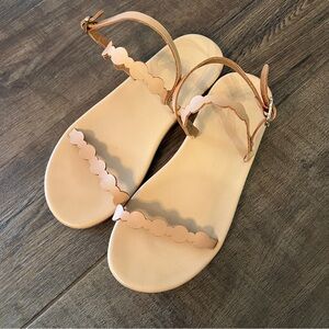 Ancient Greek Sandals Scalloped Leather Ankle Strap Sandals EU 38